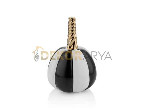 Pumpkin Gold Saplı 19 Cm Siyah Beyaz Çizgili Dekoratif - 1