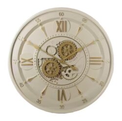 Aurora Krem Çarklı Duvar Saati 60 Cm - Dekor Arya