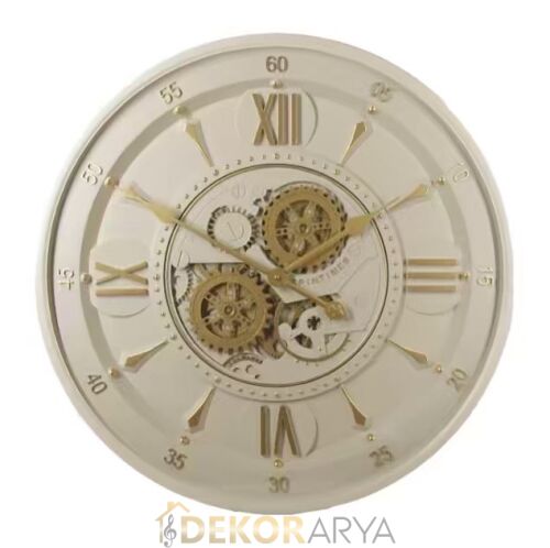 Aurora Krem Çarklı Duvar Saati 60 Cm - 1