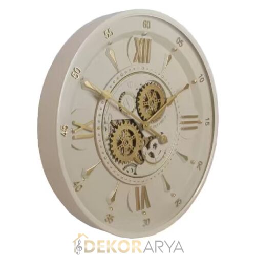 Aurora Krem Çarklı Duvar Saati 60 Cm - 2