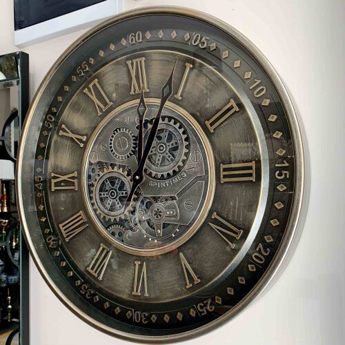 Çarklı Duvar Saati Antik Gold 60 CM - 2