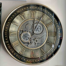 Çarklı Duvar Saati Antik Gold 60 CM - Deco Vien 