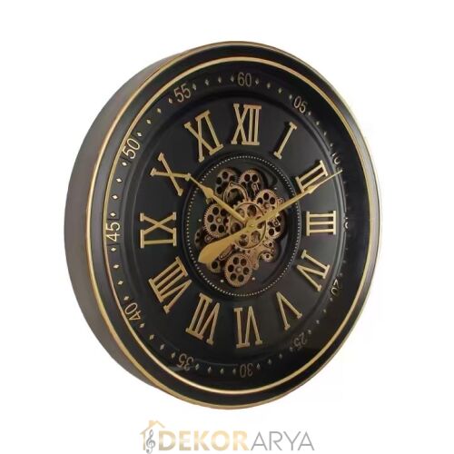 Monarch Siyah Gold Çarklı Duvar Saati 80 Cm - 2
