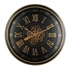 Monarch Siyah Gold Çarklı Duvar Saati 80 Cm - Dekor Arya