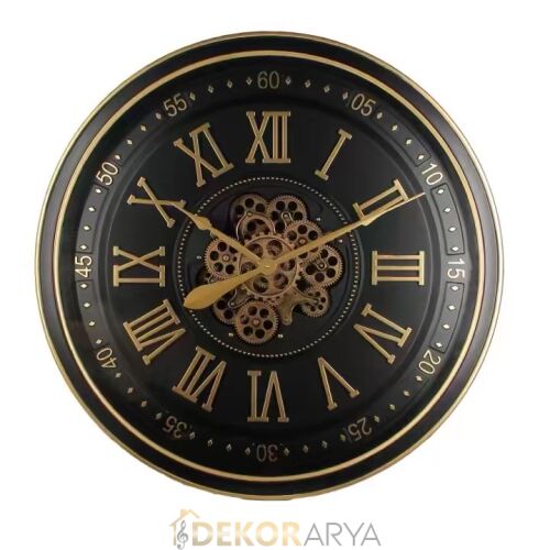 Monarch Siyah Gold Çarklı Duvar Saati 80 Cm - 1