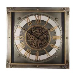 Prestij 60 cm Kare Çarklı Duvar Saati (Bronz Eskitme) - Dekor Arya