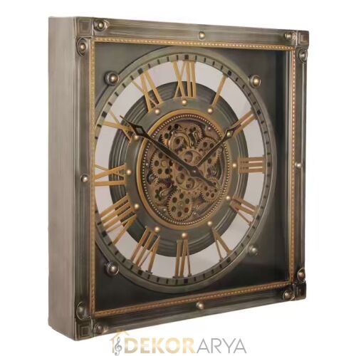 Prestij 60 cm Kare Çarklı Duvar Saati (Bronz Eskitme) - 2