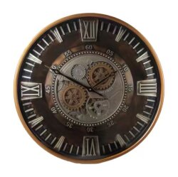 Vogue Çarklı Duvar Saati (Eskitme Gold) 60 Cm - Dekor Arya