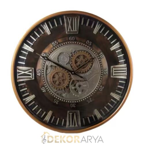 Vogue Çarklı Duvar Saati (Eskitme Gold) 60 Cm - 1