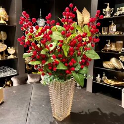 Altın Vazo İçinde 6'LI Yapay Kokina Demeti - Dekor Arya