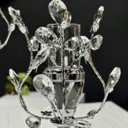 3lü Kristalex Taşlı Dal Mumluk Gümüş - 3