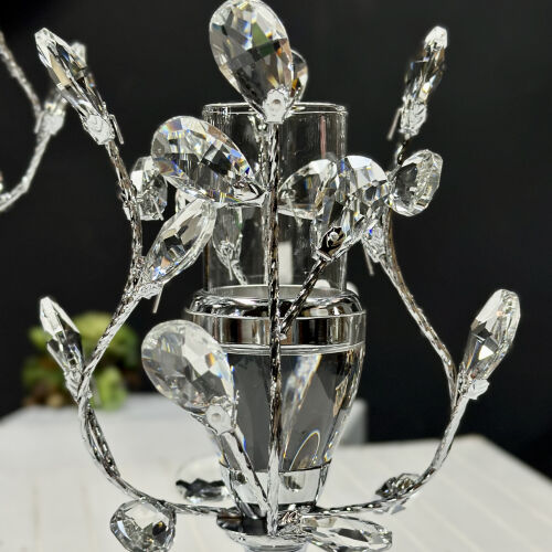 3lü Kristalex Taşlı Dal Mumluk Gümüş - 3