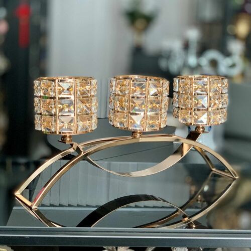 Altın Işıltı 3 Başlı Şamdan - 2