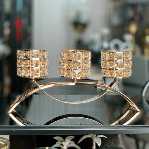 Altın Işıltı 3 Başlı Şamdan - 3