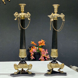 Roma Siyah Pirinç Zincirli Şamdan 48 Cm - CANBA & GLAZZE