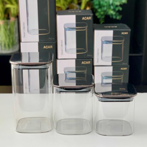 Borosilikat Kare Cam Kavanoz Set - 5