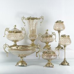 Dekor Arya Antik Barok Pirinç Salon Aksesuar Seti – 7 Parça Lüks Konsol ve Vitrin Dekor Seti - Dekor Arya