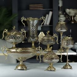 Dekor Arya Antik Barok Pirinç Salon Aksesuar Seti – 7 Parça Lüks Konsol ve Vitrin Dekor Seti - 2