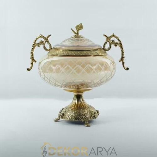 Dekor Arya Antik Barok Pirinç Salon Aksesuar Seti – 7 Parça Lüks Konsol ve Vitrin Dekor Seti - 5