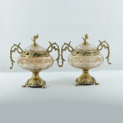 Dekor Arya Antik Barok Pirinç Salon Aksesuar Seti – 7 Parça Lüks Konsol ve Vitrin Dekor Seti - 7