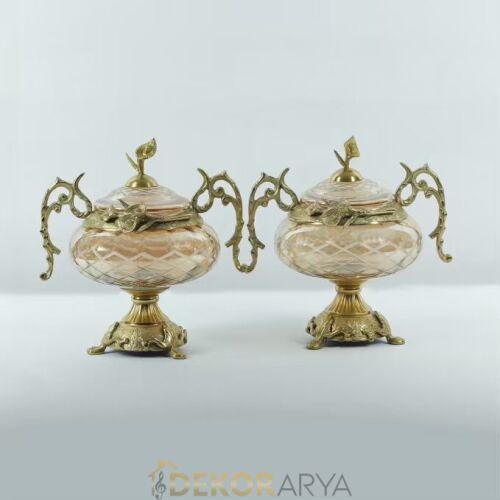 Dekor Arya Antik Barok Pirinç Salon Aksesuar Seti – 7 Parça Lüks Konsol ve Vitrin Dekor Seti - 7