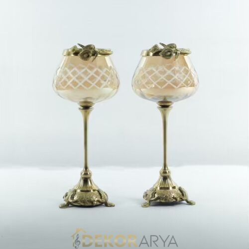 Dekor Arya Antik Barok Pirinç Salon Aksesuar Seti – 7 Parça Lüks Konsol ve Vitrin Dekor Seti - 8