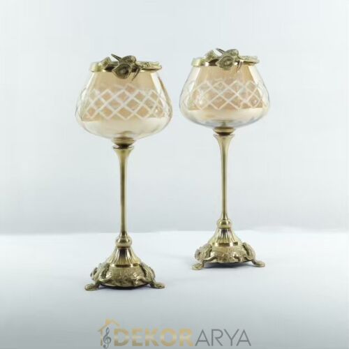 Dekor Arya Antik Barok Pirinç Salon Aksesuar Seti – 7 Parça Lüks Konsol ve Vitrin Dekor Seti - 9