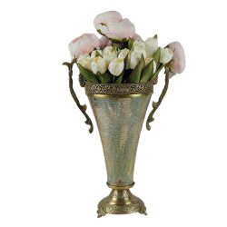 Dekor Arya Barok Zambak Pirinç Salon Aksesuar Seti – 7 Parça Lüks Konsol ve Vitrin Dekor Seti - 7