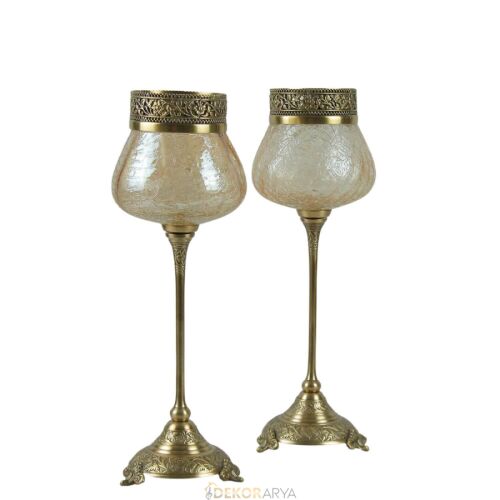 Dekor Arya Barok Zambak Pirinç Salon Aksesuar Seti – 7 Parça Lüks Konsol ve Vitrin Dekor Seti - 8