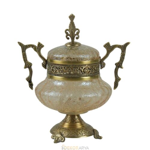 Dekor Arya Barok Zambak Pirinç Salon Aksesuar Seti – 7 Parça Lüks Konsol ve Vitrin Dekor Seti - 9