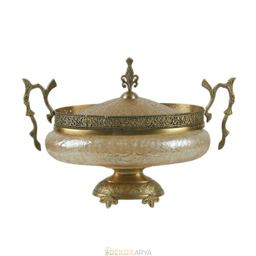 Dekor Arya Barok Zambak Pirinç Salon Aksesuar Seti – 7 Parça Lüks Konsol ve Vitrin Dekor Seti - 10