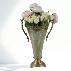 Dekor Arya Barok Zambak Pirinç Salon Aksesuar Seti – 7 Parça Lüks Konsol ve Vitrin Dekor Seti - 2