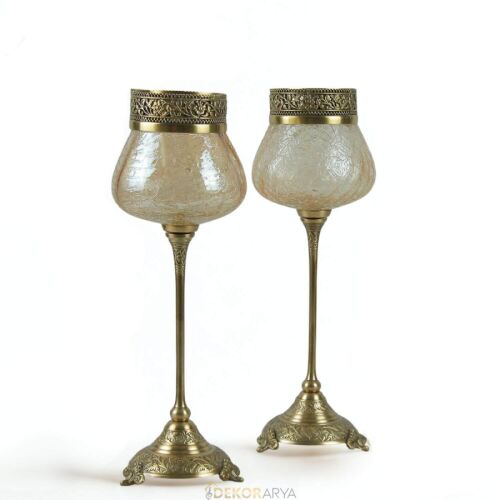 Dekor Arya Barok Zambak Pirinç Salon Aksesuar Seti – 7 Parça Lüks Konsol ve Vitrin Dekor Seti - 3