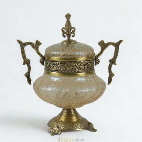 Dekor Arya Barok Zambak Pirinç Salon Aksesuar Seti – 7 Parça Lüks Konsol ve Vitrin Dekor Seti - 12