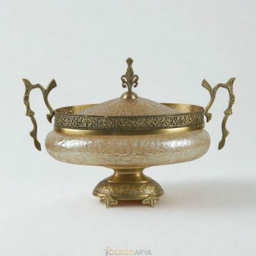 Dekor Arya Barok Zambak Pirinç Salon Aksesuar Seti – 7 Parça Lüks Konsol ve Vitrin Dekor Seti - 13