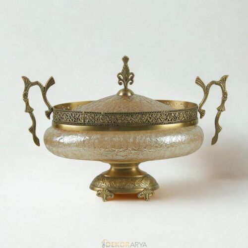 Dekor Arya Barok Zambak Pirinç Salon Aksesuar Seti – 7 Parça Lüks Konsol ve Vitrin Dekor Seti - 4