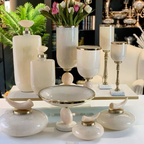 Pearl Shine Mermer Tabanlı 10 Parça Lüks Salon Aksesuar Seti - 1