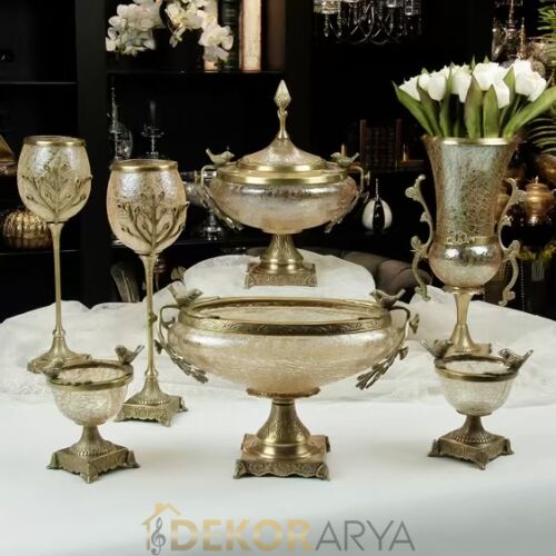 Pirinç Dekoratif Salon Aksesuar Seti Barok Anka - 1