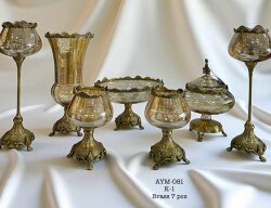 Pirinç Dekoratif Salon Aksesuar Seti Barok - Dekor Arya