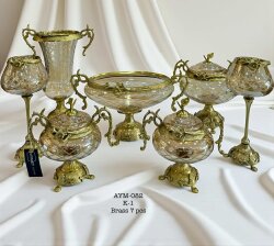 Pirinç Kaplama Dekoratif Salon Aksesuar Seti Antik Barok - Dekor Arya