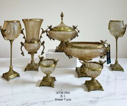 Pirinç Kaplama Dekoratif Salon Aksesuar Seti Barok Anka - Dekor Arya