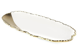 Porselen Beyaz Gold Oval Servis 49x22cm - 1