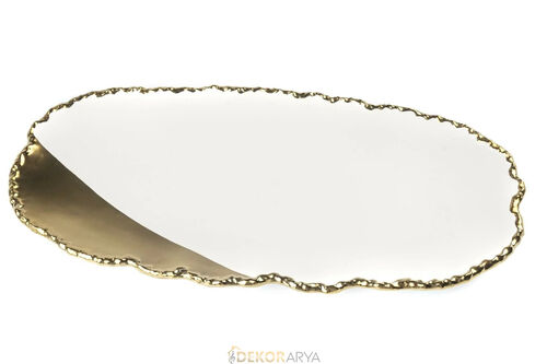 Porselen Beyaz Gold Oval Servis 49x22cm - 2