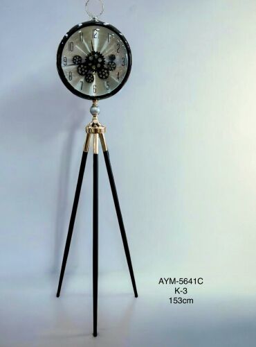 Siyah Gold Tripod Ayaklı Mekanizmalı Dekoratif Saat – 153 cm - 1