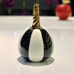 Pumpkin Gold Saplı 19 Cm Siyah Beyaz Çizgili Dekoratif - 1