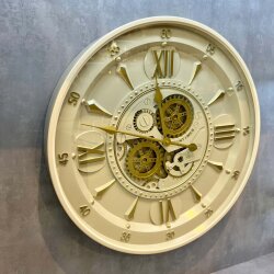 Aurora Krem Çarklı Duvar Saati 60 Cm - Dekor Arya