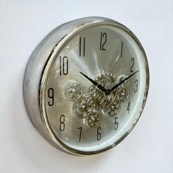 Momentum Gümüş Çarklı Duvar Saati – 35 cm - Dekor Arya