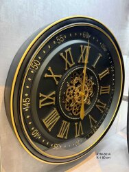 Monarch Siyah Gold Çarklı Duvar Saati 80 Cm - Dekor Arya