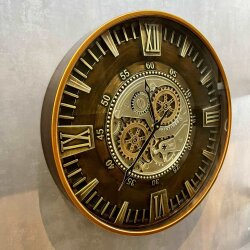 Vogue Çarklı Duvar Saati (Eskitme Gold) 60 Cm - Dekor Arya