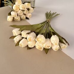 Yapay Tomurcuk Gül Demeti Beyaz - Dekor Arya